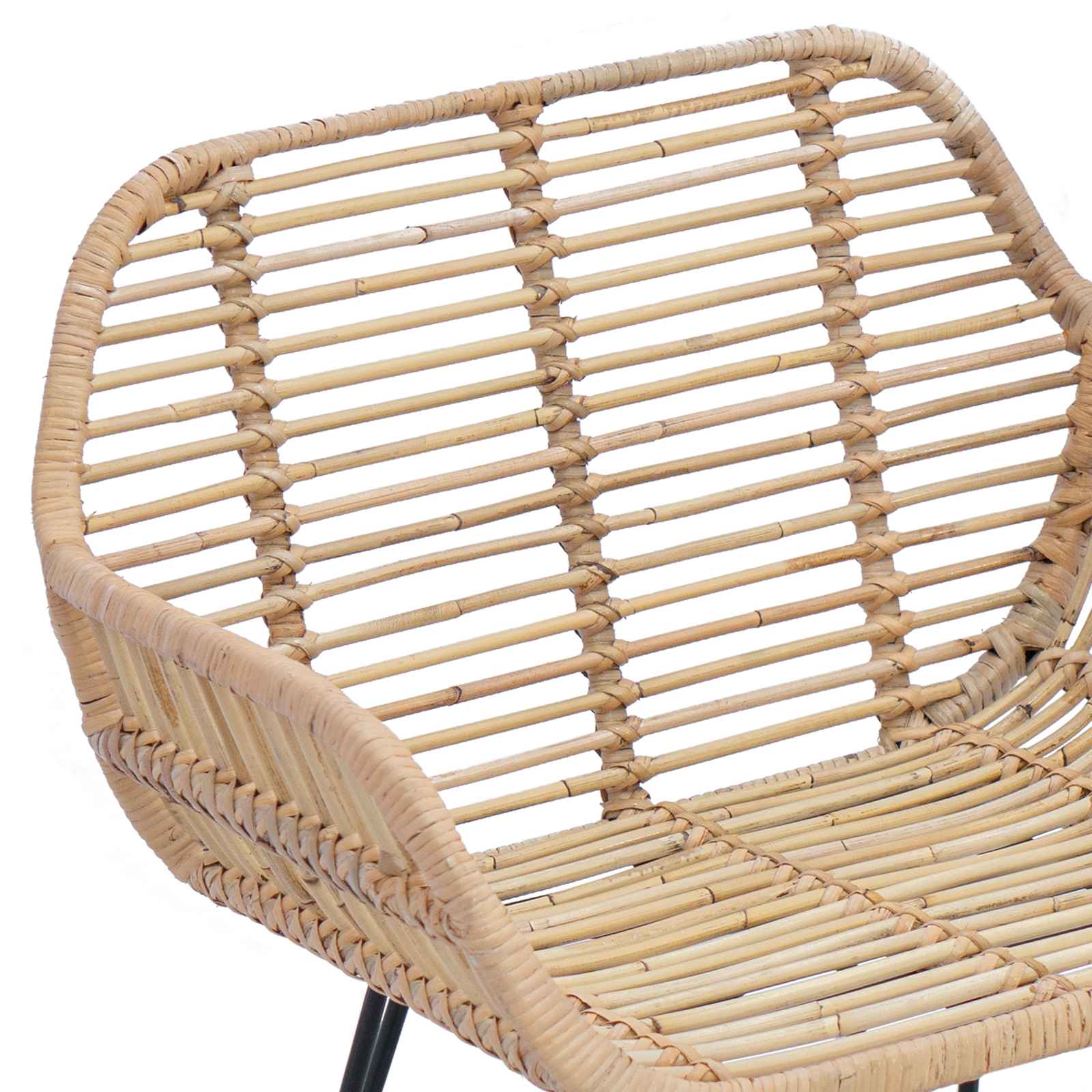 Dining Chair 2 pcs Natural 55 x 50 x 74 cm Rattan and Iron