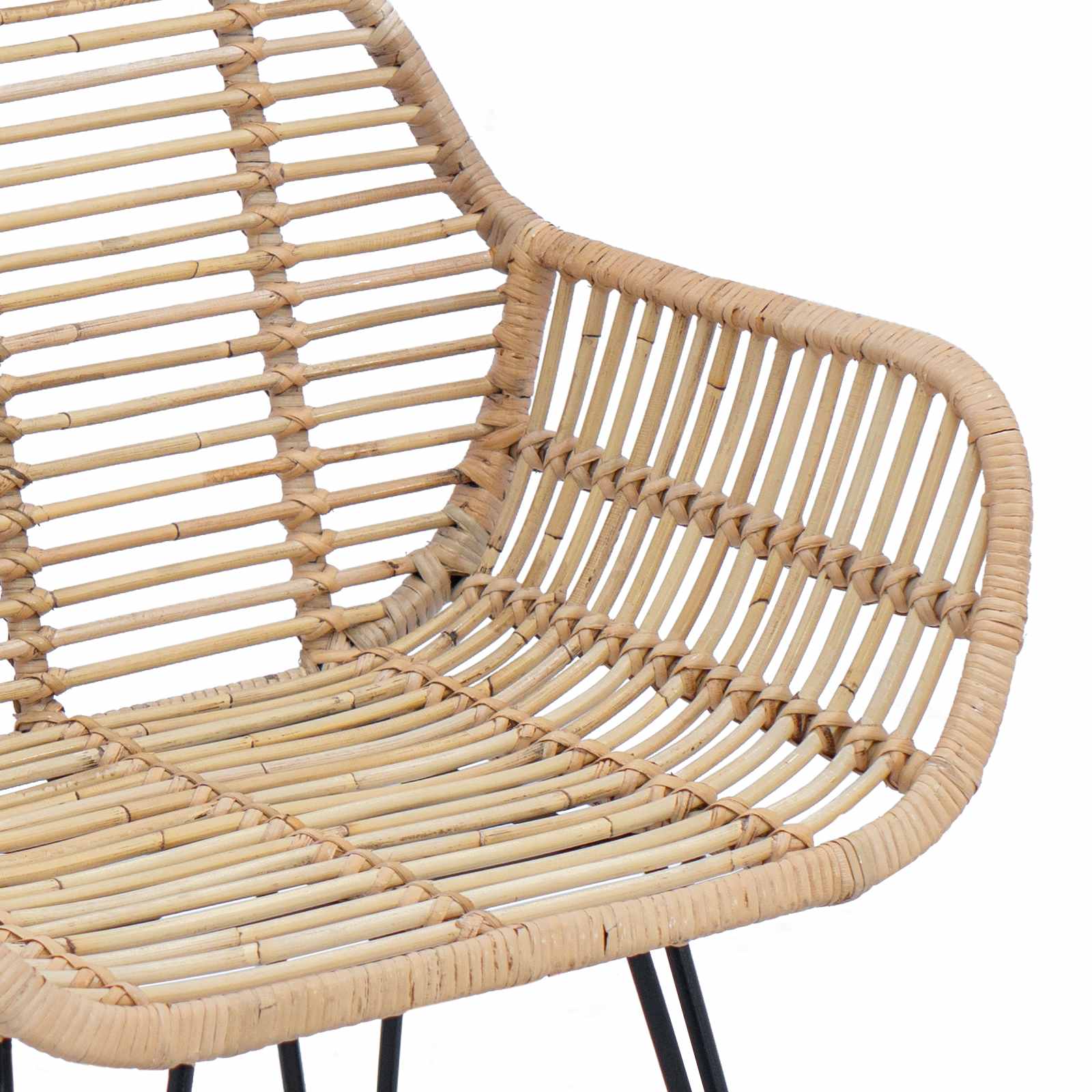 Dining Chair 2 pcs Natural 55 x 50 x 74 cm Rattan and Iron