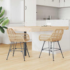 Dining Chair 2 pcs Natural 55 x 50 x 74 cm Rattan and Iron