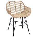Dining Chair 2 pcs Natural 55 x 50 x 74 cm Rattan and Iron