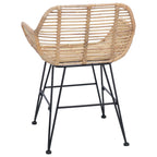 Dining Chair 2 pcs Natural 55 x 50 x 74 cm Rattan and Iron