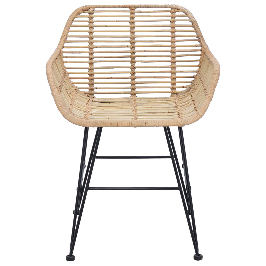 Dining Chair 2 pcs Natural 55 x 50 x 74 cm Rattan and Iron