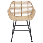 Dining Chair 2 pcs Natural 55 x 50 x 74 cm Rattan and Iron