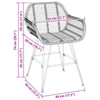 Dining Chair 2 pcs Natural 55 x 50 x 74 cm Rattan and Iron