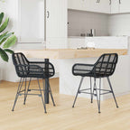 Dining Chair 2 pcs Black 55 x 50 x 74 cm Rattan and Iron