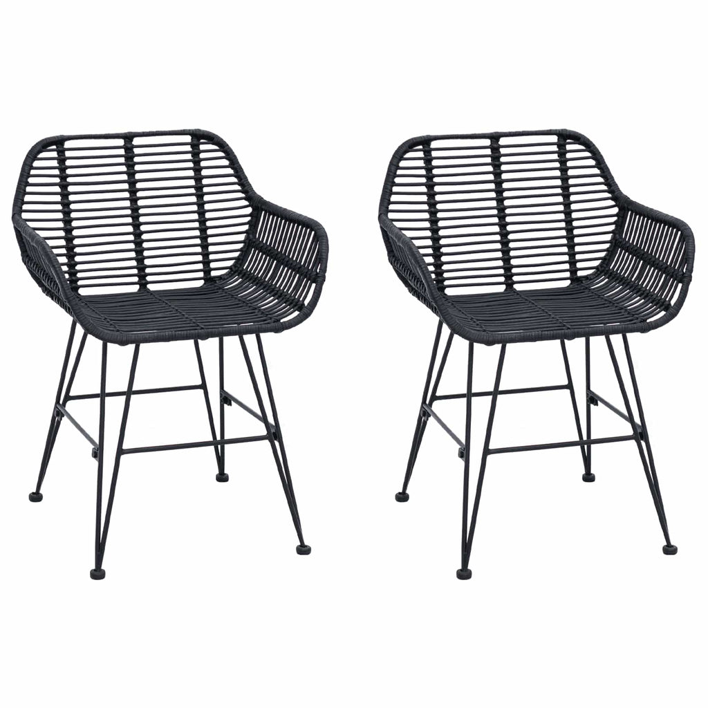 Dining Chair 2 pcs Black 55 x 50 x 74 cm Rattan and Iron