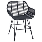 Dining Chair 2 pcs Black 55 x 50 x 74 cm Rattan and Iron