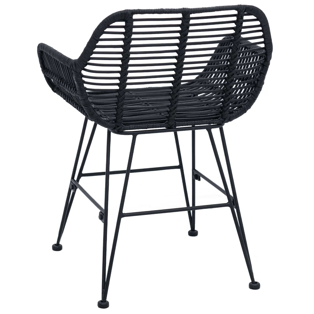 Dining Chair 2 pcs Black 55 x 50 x 74 cm Rattan and Iron