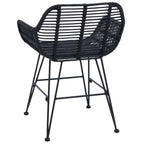 Dining Chair 2 pcs Black 55 x 50 x 74 cm Rattan and Iron