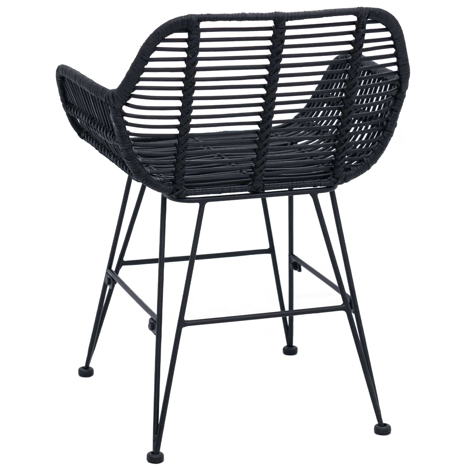 Dining Chair 2 pcs Black 55 x 50 x 74 cm Rattan and Iron