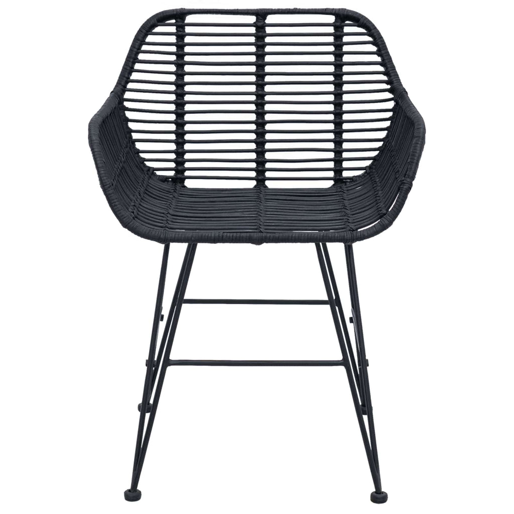 Dining Chair 2 pcs Black 55 x 50 x 74 cm Rattan and Iron