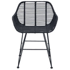 Dining Chair 2 pcs Black 55 x 50 x 74 cm Rattan and Iron