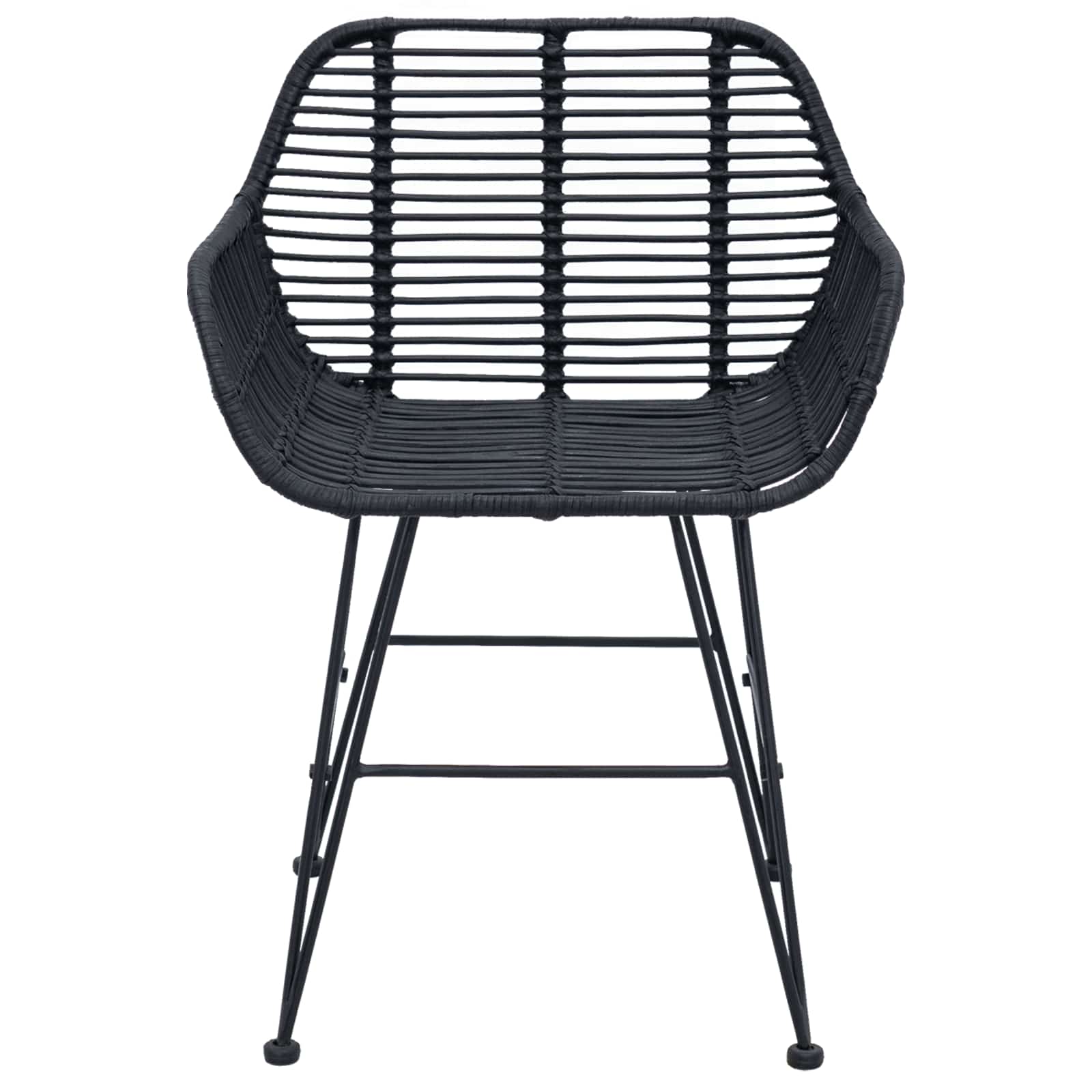 Dining Chair 2 pcs Black 55 x 50 x 74 cm Rattan and Iron