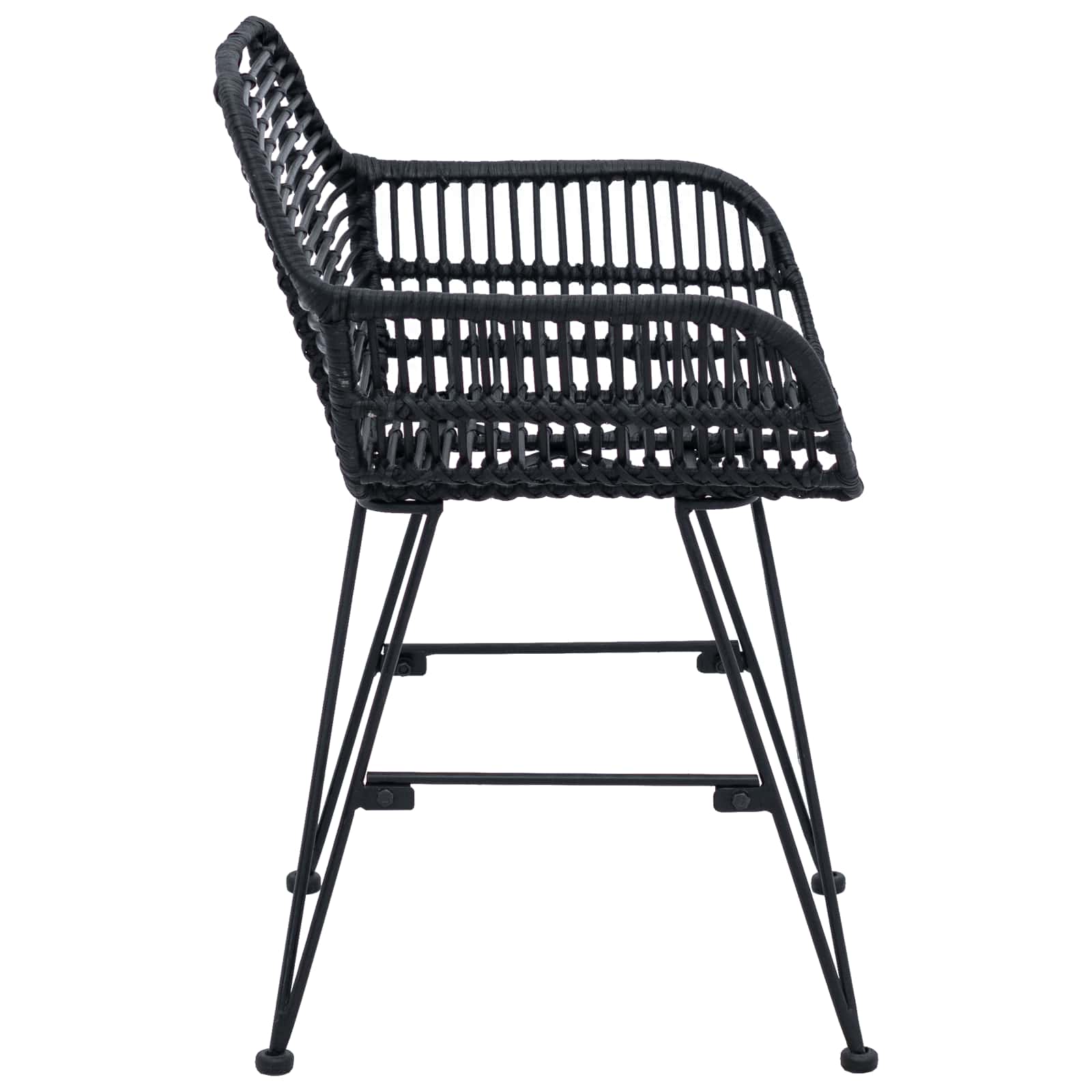 Dining Chair 2 pcs Black 55 x 50 x 74 cm Rattan and Iron