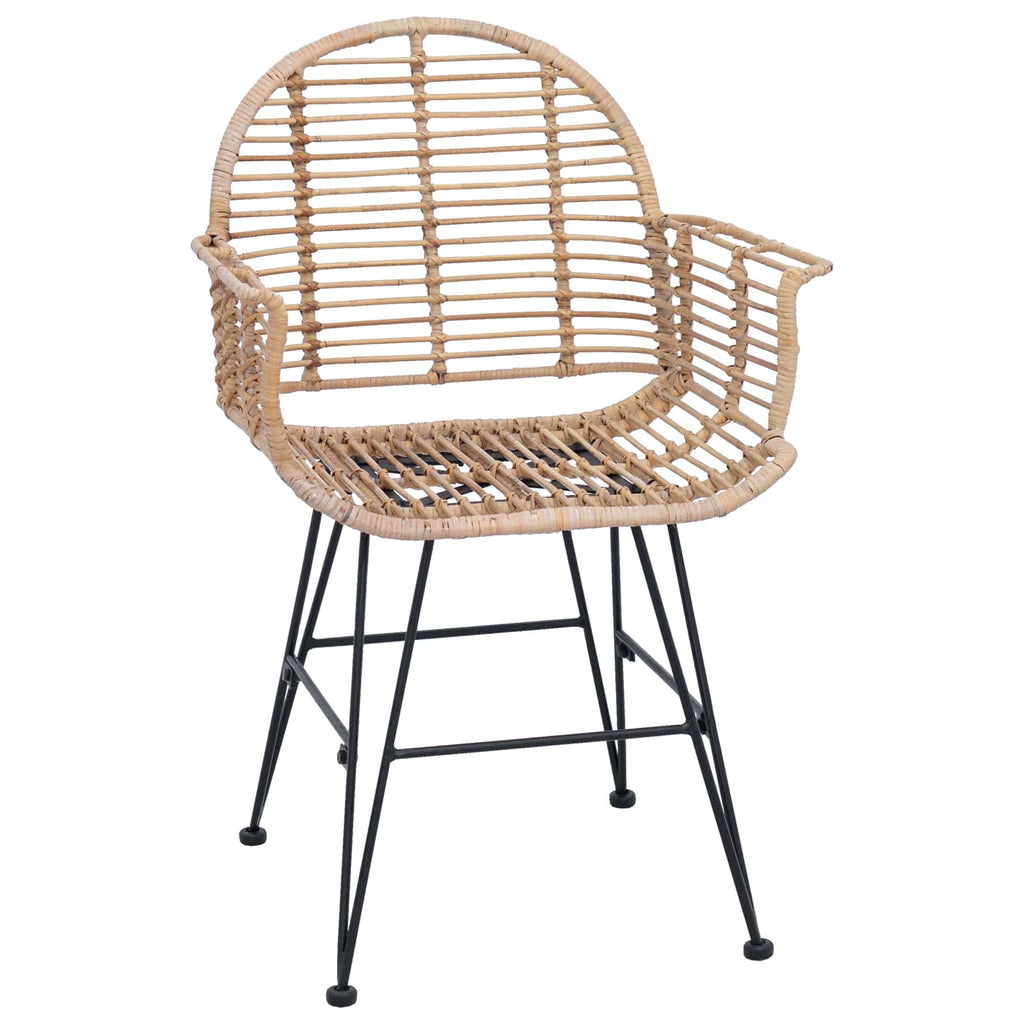 Dining Chair 2 pcs Natural 44 x 44 x 74 cm Rattan and Iron