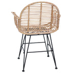 Dining Chair 2 pcs Natural 44 x 44 x 74 cm Rattan and Iron
