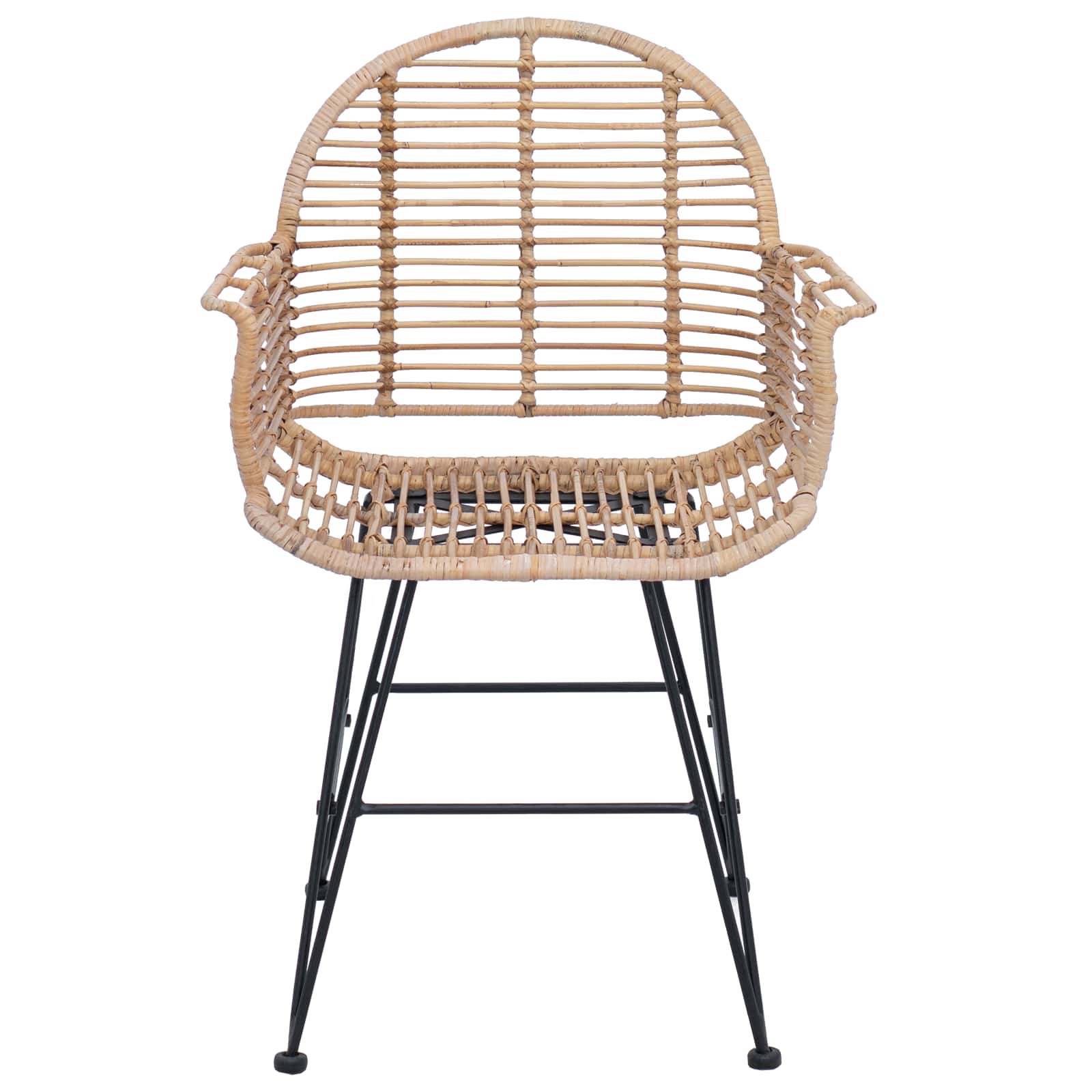 Dining Chair 2 pcs Natural 44 x 44 x 74 cm Rattan and Iron