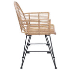 Dining Chair 2 pcs Natural 44 x 44 x 74 cm Rattan and Iron