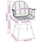 Dining Chair 2 pcs Natural 44 x 44 x 74 cm Rattan and Iron
