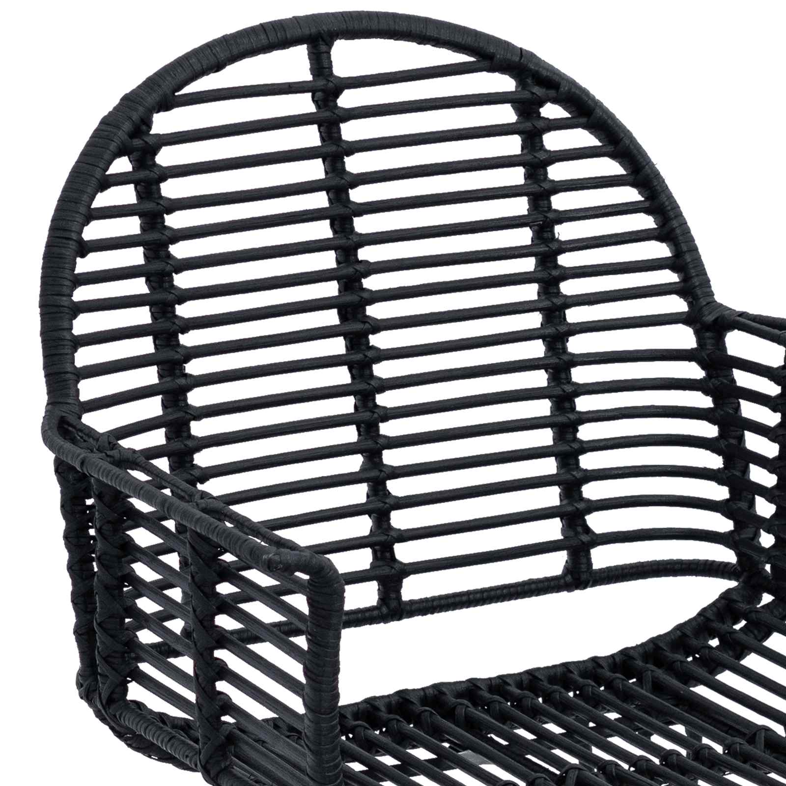 Dining Chair 2 pcs Black 44 x 44 x 74 cm Rattan and Iron