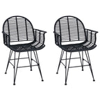 Dining Chair 2 pcs Black 44 x 44 x 74 cm Rattan and Iron