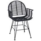 Dining Chair 2 pcs Black 44 x 44 x 74 cm Rattan and Iron