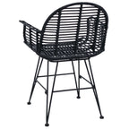 Dining Chair 2 pcs Black 44 x 44 x 74 cm Rattan and Iron