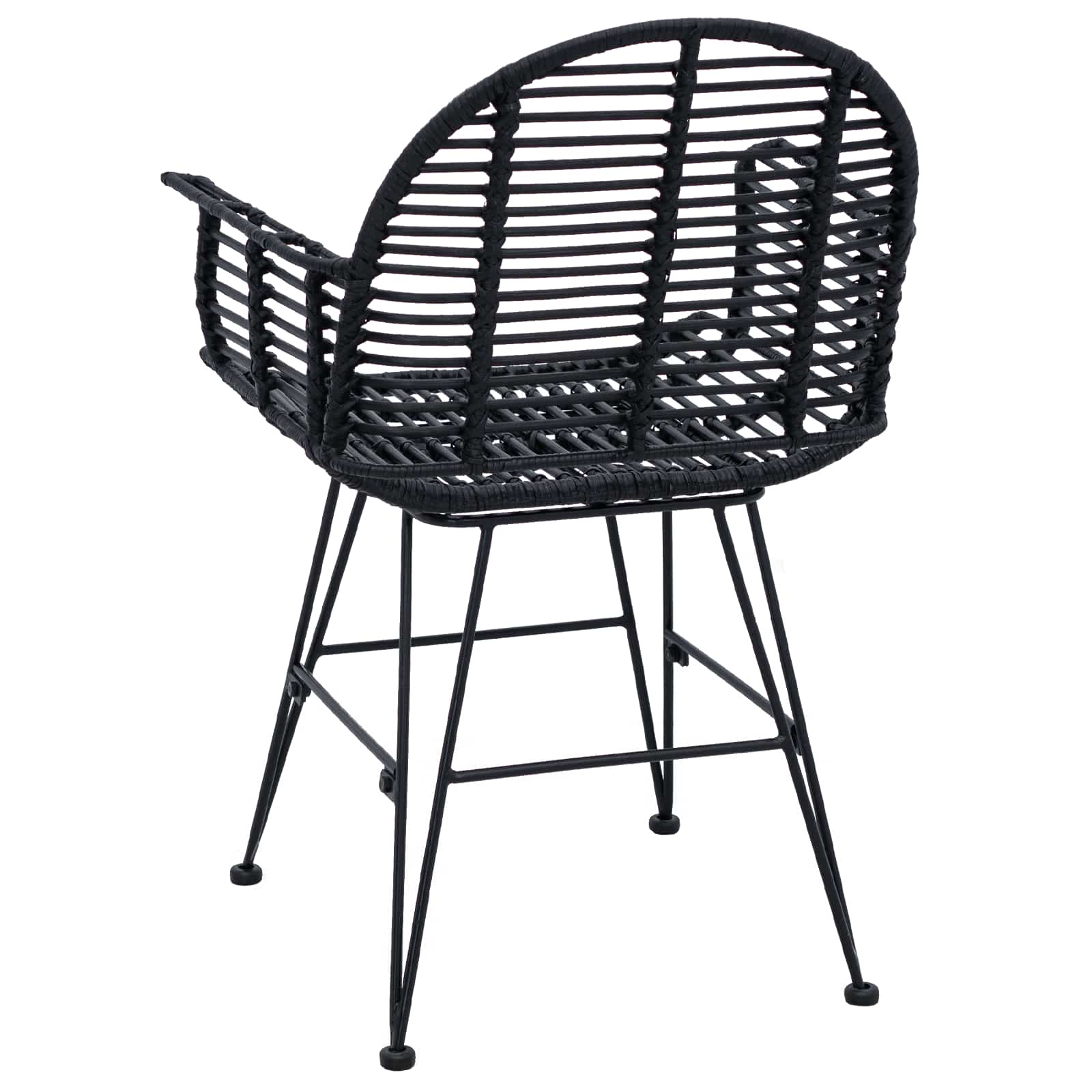 Dining Chair 2 pcs Black 44 x 44 x 74 cm Rattan and Iron