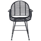 Dining Chair 2 pcs Black 44 x 44 x 74 cm Rattan and Iron