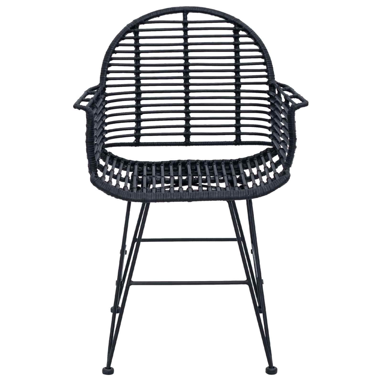 Dining Chair 2 pcs Black 44 x 44 x 74 cm Rattan and Iron