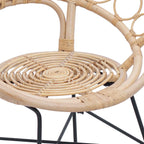 Dining Chair 2 pcs Natural 49 x 51 x 81 cm Rattan and Iron