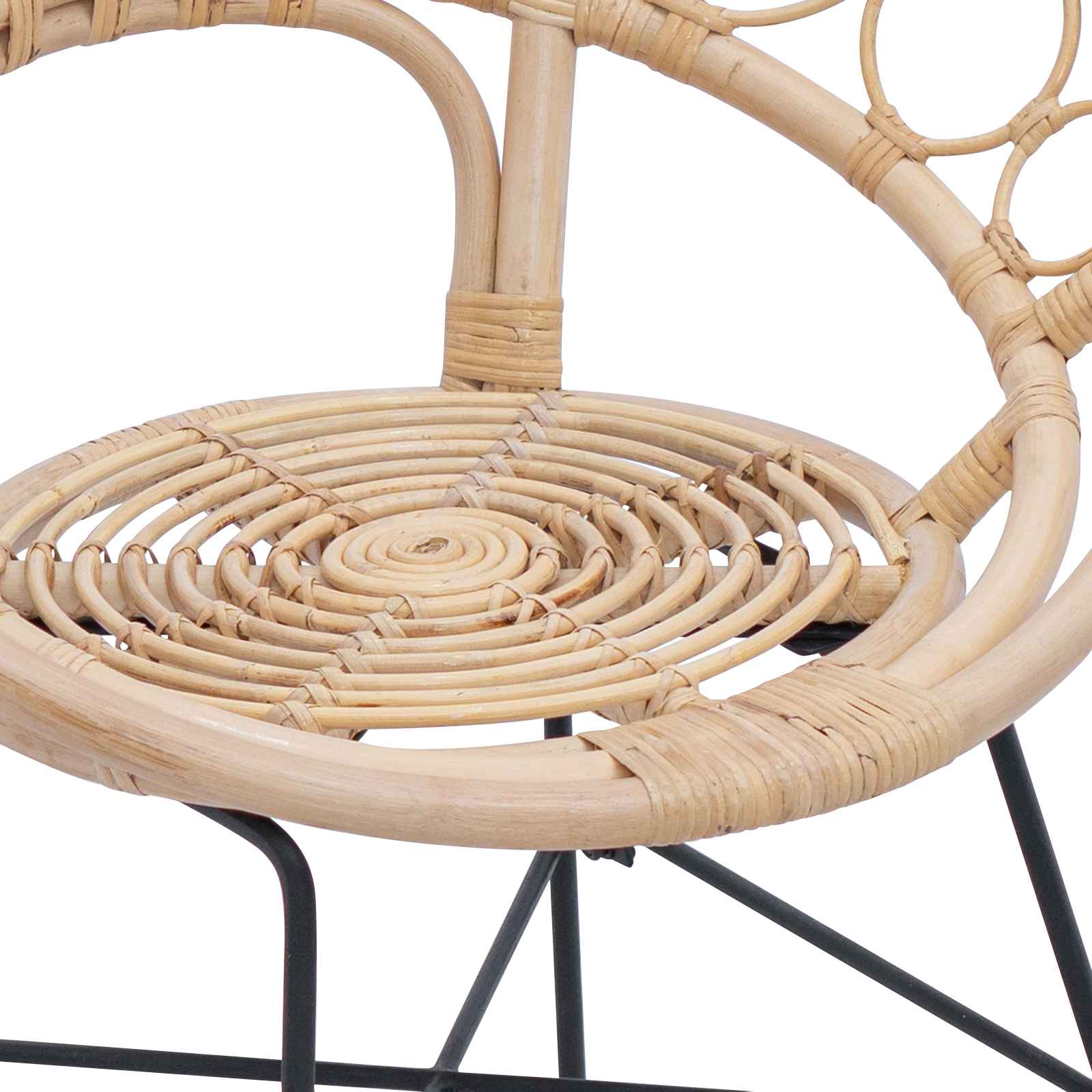 Dining Chair 2 pcs Natural 49 x 51 x 81 cm Rattan and Iron