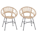 Dining Chair 2 pcs Natural 49 x 51 x 81 cm Rattan and Iron
