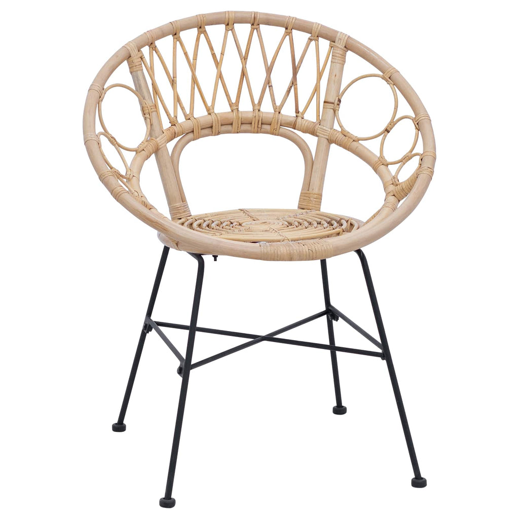 Dining Chair 2 pcs Natural 49 x 51 x 81 cm Rattan and Iron