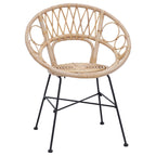 Dining Chair 2 pcs Natural 49 x 51 x 81 cm Rattan and Iron