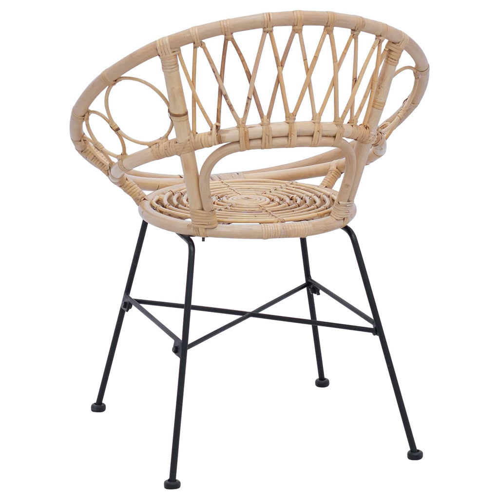 Dining Chair 2 pcs Natural 49 x 51 x 81 cm Rattan and Iron
