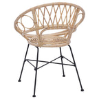 Dining Chair 2 pcs Natural 49 x 51 x 81 cm Rattan and Iron