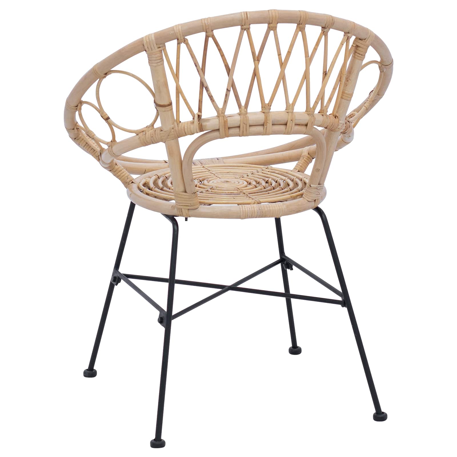 Dining Chair 2 pcs Natural 49 x 51 x 81 cm Rattan and Iron