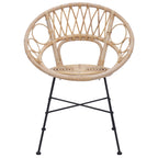 Dining Chair 2 pcs Natural 49 x 51 x 81 cm Rattan and Iron
