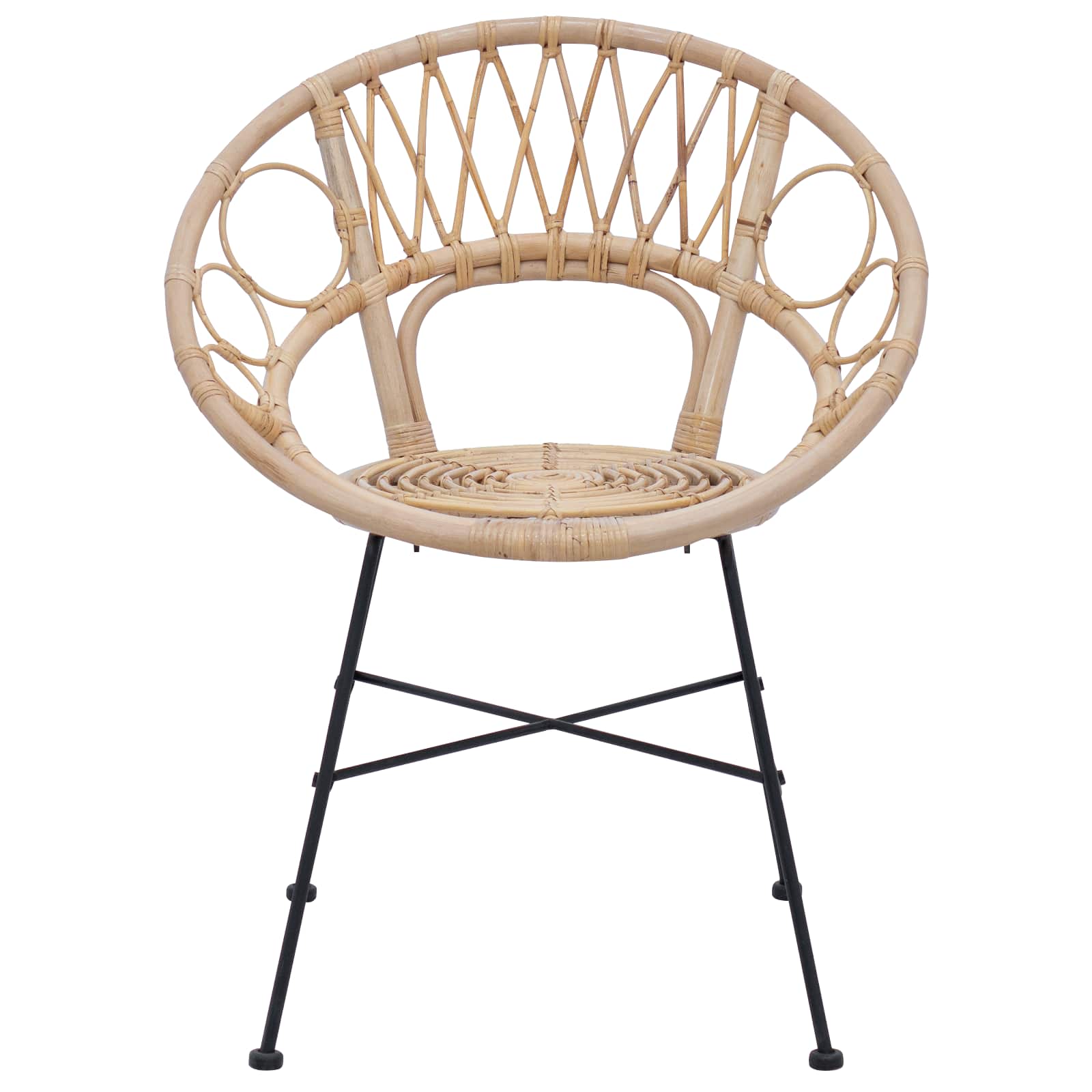 Dining Chair 2 pcs Natural 49 x 51 x 81 cm Rattan and Iron