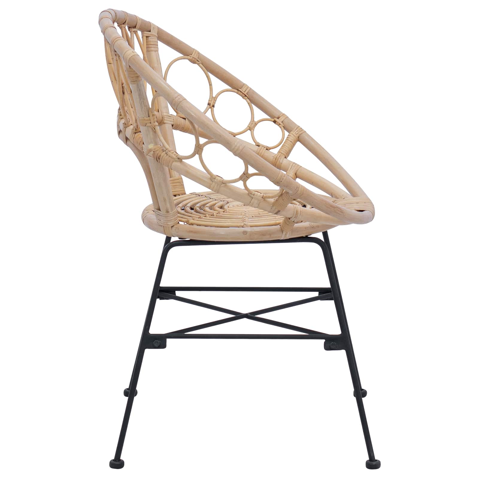 Dining Chair 2 pcs Natural 49 x 51 x 81 cm Rattan and Iron