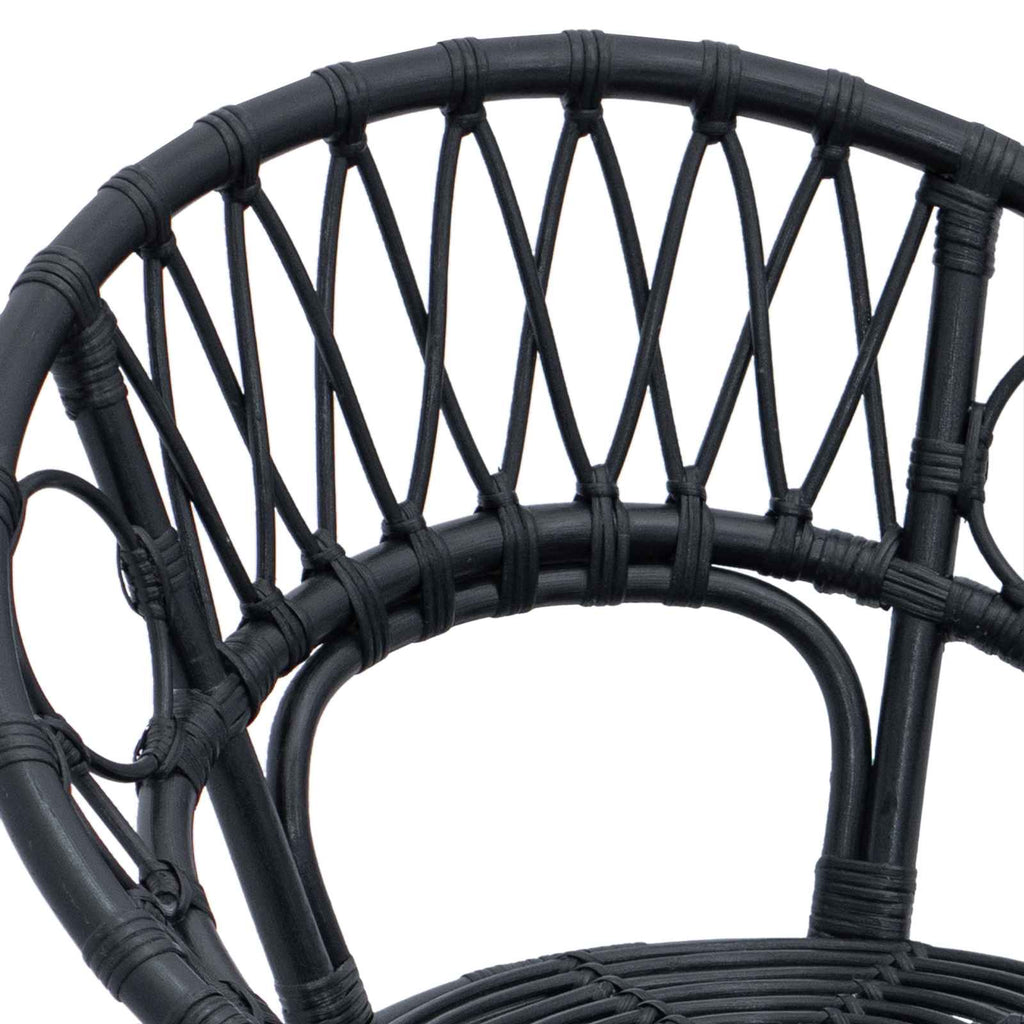 Dining Chair 2 pcs Black 49 x 51 x 81 cm Rattan and Iron