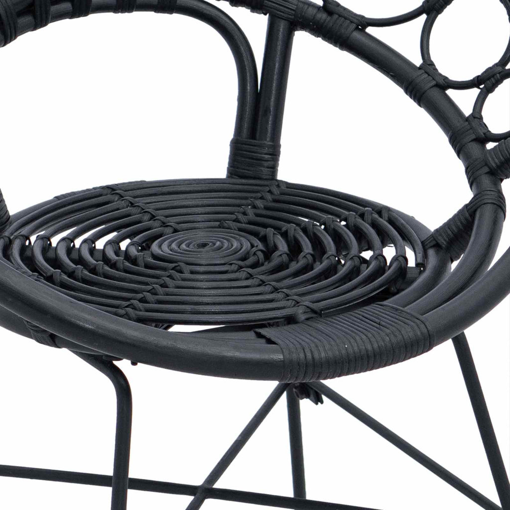 Dining Chair 2 pcs Black 49 x 51 x 81 cm Rattan and Iron