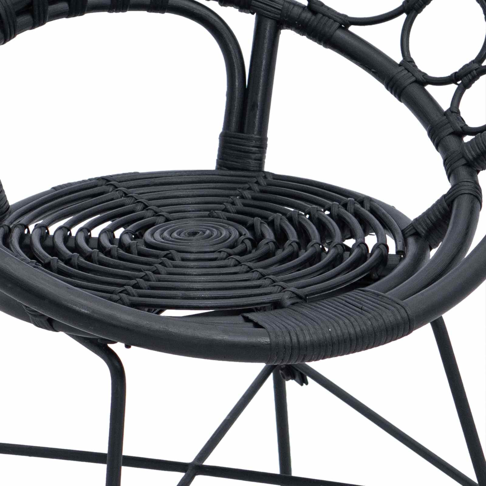 Dining Chair 2 pcs Black 49 x 51 x 81 cm Rattan and Iron