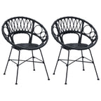 Dining Chair 2 pcs Black 49 x 51 x 81 cm Rattan and Iron