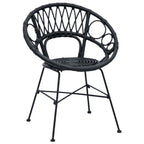 Dining Chair 2 pcs Black 49 x 51 x 81 cm Rattan and Iron