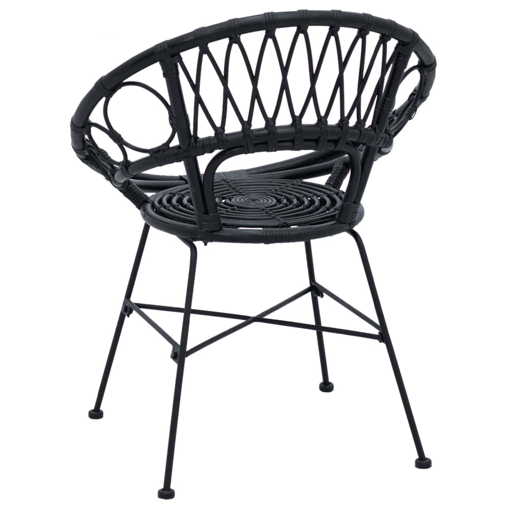 Dining Chair 2 pcs Black 49 x 51 x 81 cm Rattan and Iron