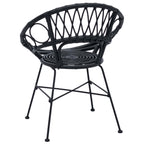 Dining Chair 2 pcs Black 49 x 51 x 81 cm Rattan and Iron