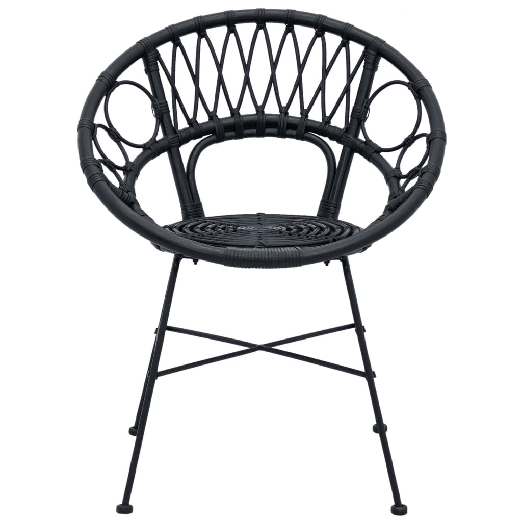 Dining Chair 2 pcs Black 49 x 51 x 81 cm Rattan and Iron