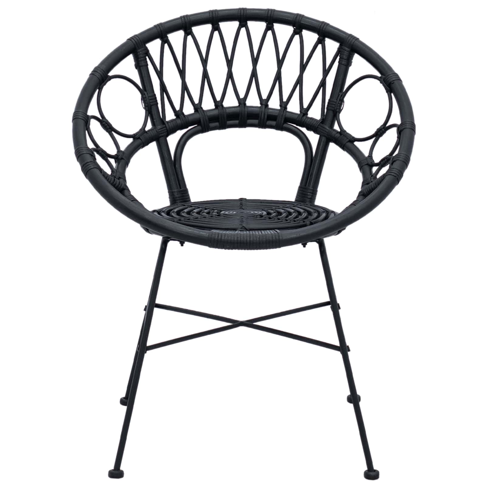 Dining Chair 2 pcs Black 49 x 51 x 81 cm Rattan and Iron